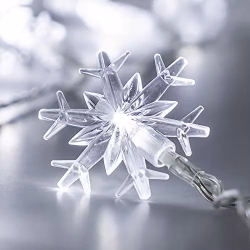 Globrite White Snowflake LED Fairy Lights with 80 Lights and 2 Modes – 6