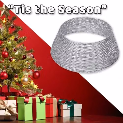 VFM e-Store Silver Round Christmas Tree Skirt, W/D: 70 x 70 cm – 5
