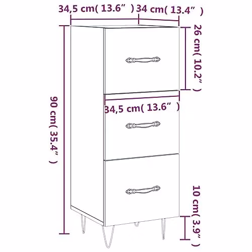 vidaXL Modern Brown Oak Sideboard in Engineered Wood W/D/H: 34.5 x 34.5 x 90 cm – 3