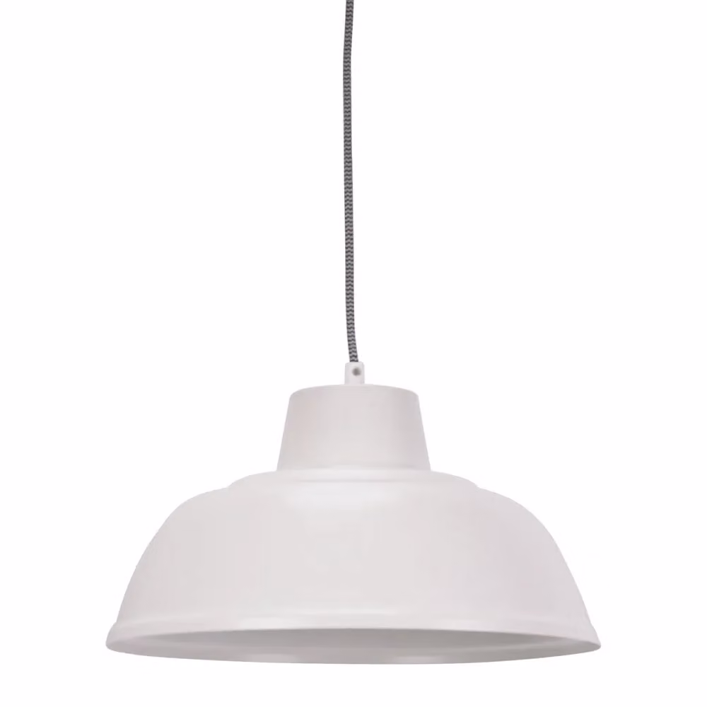 ValueLights Morris White Metal Industrial Dome Hanging Pendant Ceiling Light – 2