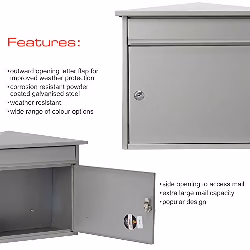 Burg-Wächter Mersey Large Silver Galvanised Steel Wall Mounted Post Box – 2