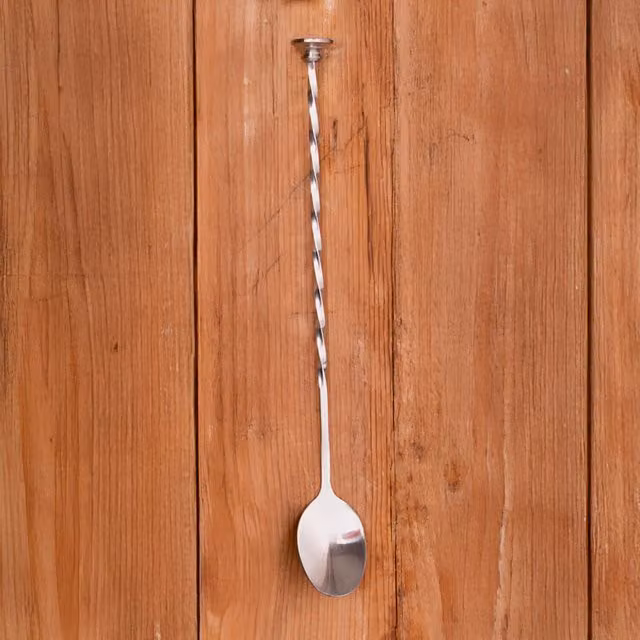 BarCraft Stainless Steel Round Cocktail Mixing Bar Spoon, 28 cm, Silver and Yellow