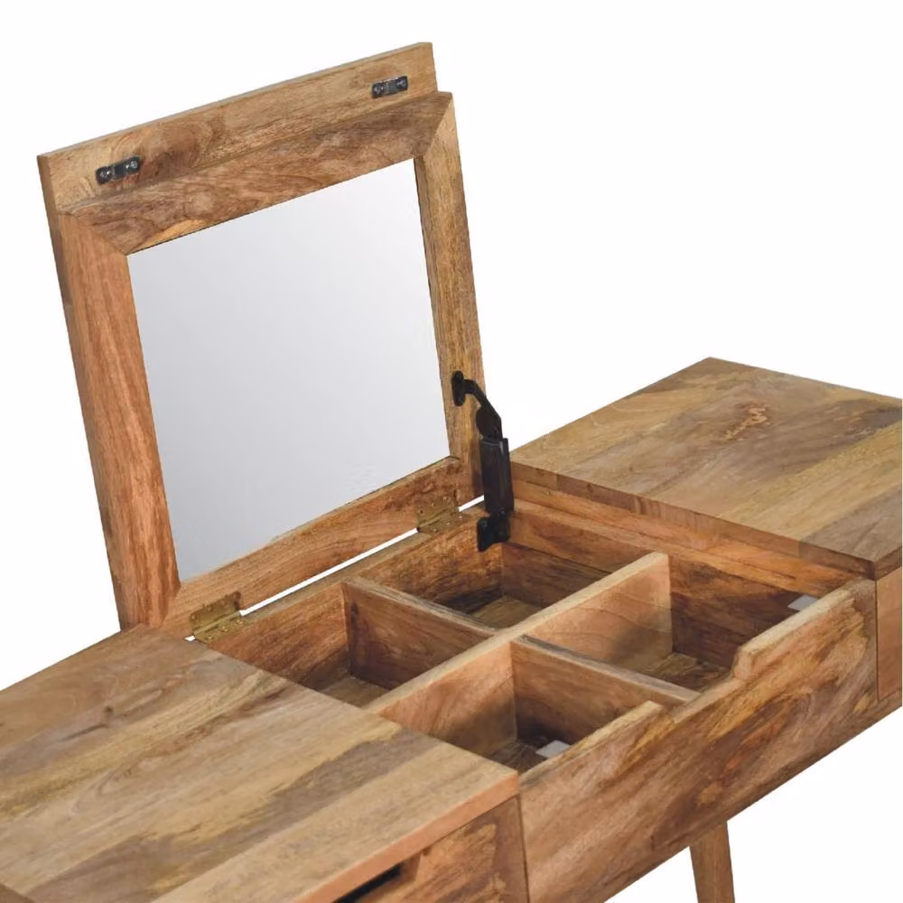 Wyld Haus Saint Paul de Vence Oak and Mango Wood Dressing Table in Brown, W/D/H: 100 x 40 x 78 cm – 3