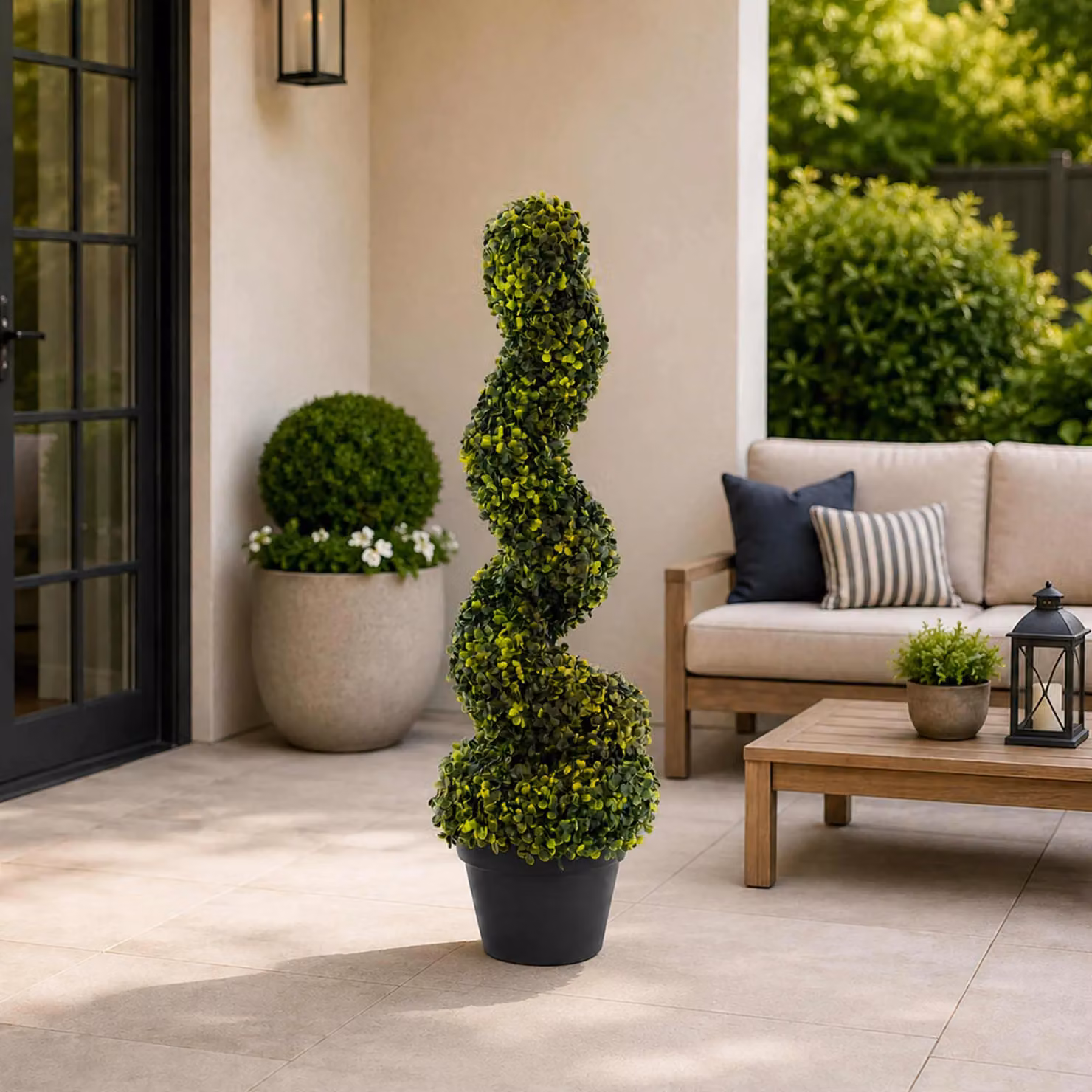 Oypla Set of 2 Green Artificial Tabletop Spiral Trees – 4