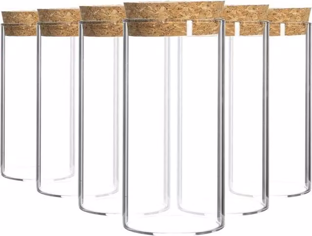 Havendro Set of 6 Glass Food Storage Jars with Cork Lids, 110ml, Clear