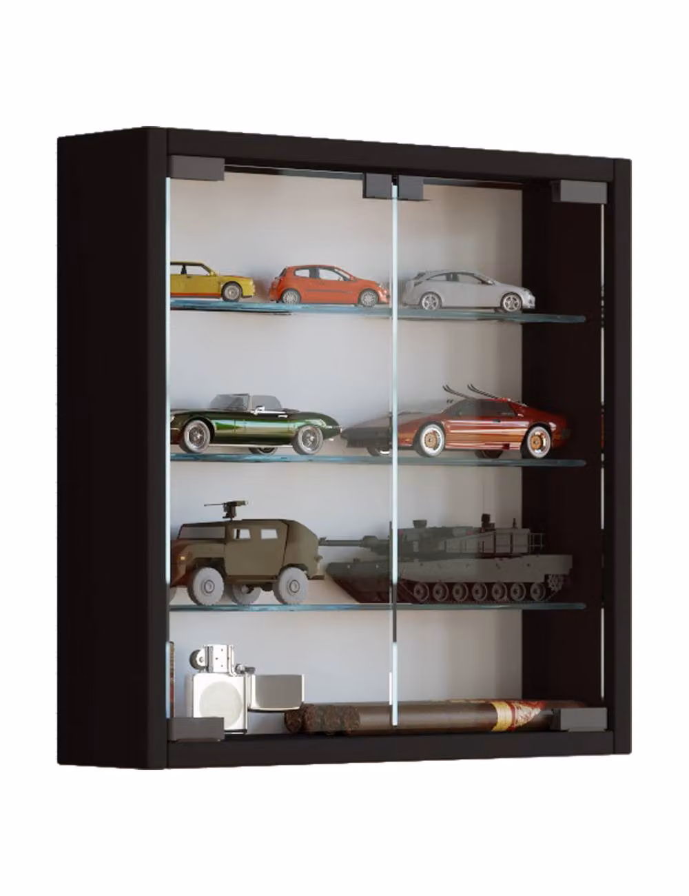 VCM Mandosa S Wall Mounted Hanging Display Cabinet with Glass Doors in Matt Black, W/D/H: 40 x 40 x 10 cm – 5