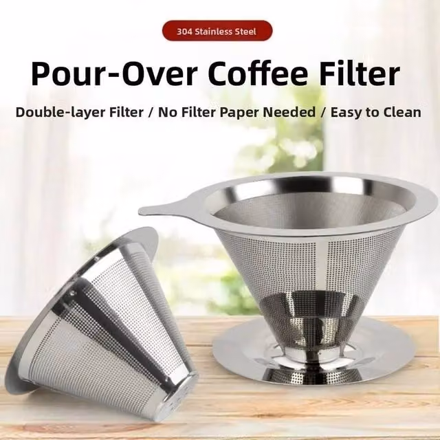SPETLEK Stainless Steel Reusable Coffee Dripper Sieve in Silver, 100ml