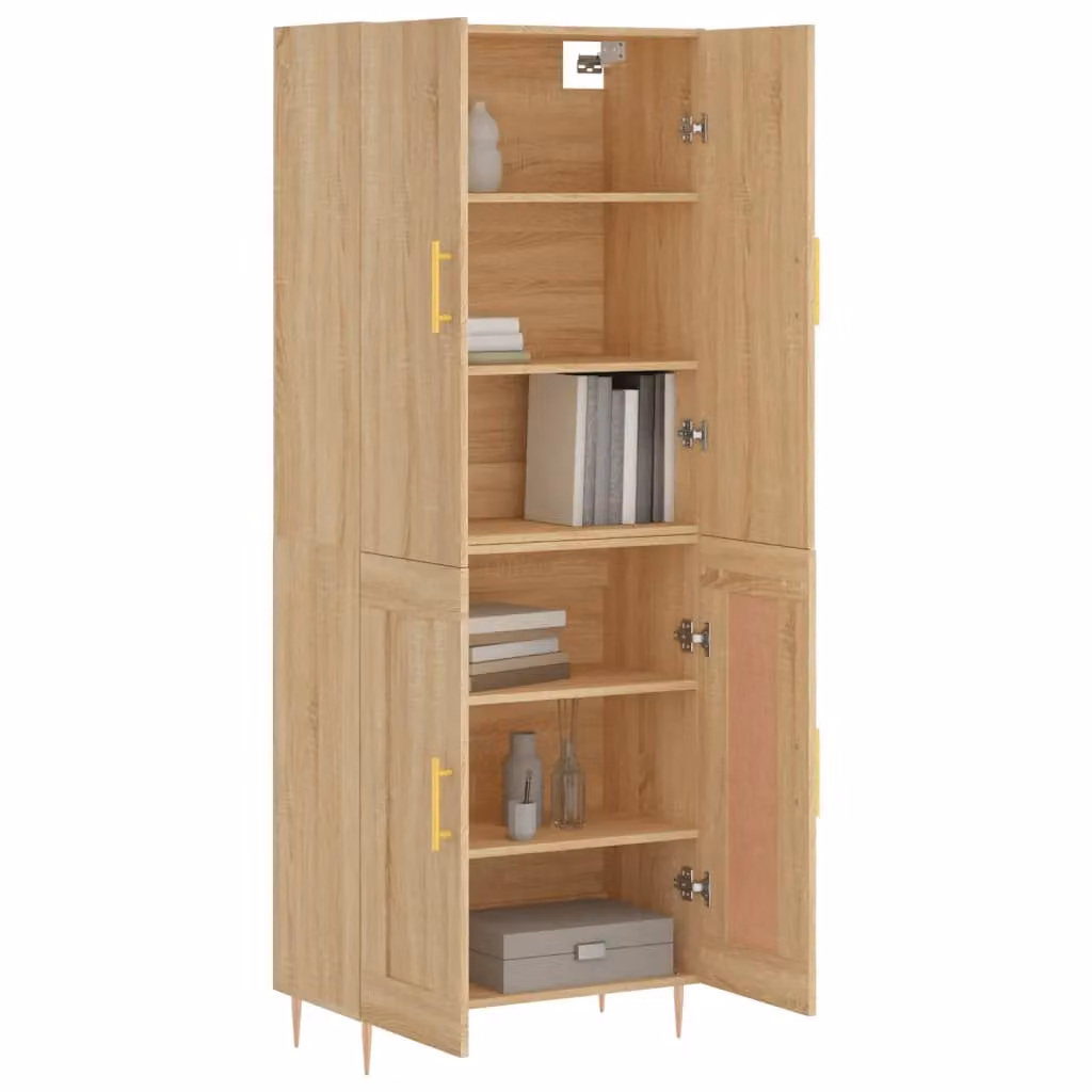 Berkfield Home Sonoma Oak Highboard in Brown, W/D/H: 69.5 x 34 x 180 cm – 2