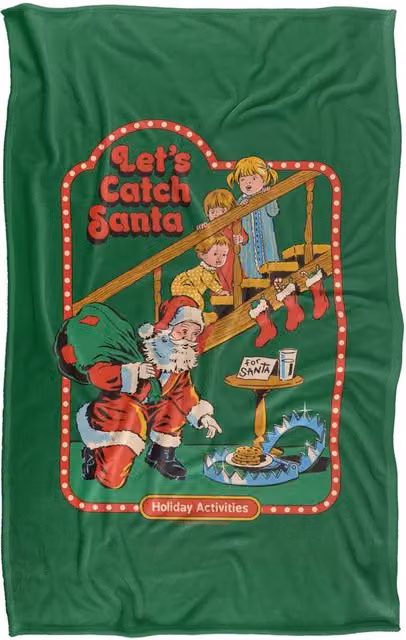 Steven Rhodes Let's Catch Santa Super Soft Fleece Throw Blanket, Multicolour, W/D/H: 91 x 147 cm