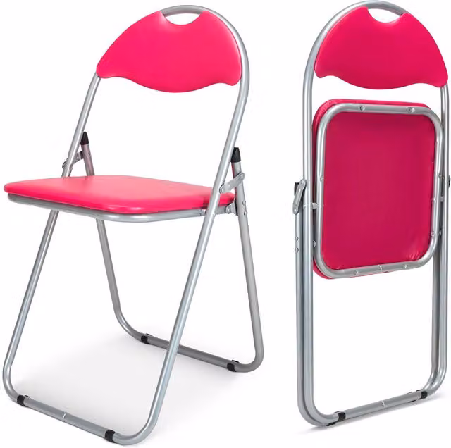 Bravich Candy Folding Dining Chair in Pink with Synthetic Leather and Metal Frame
