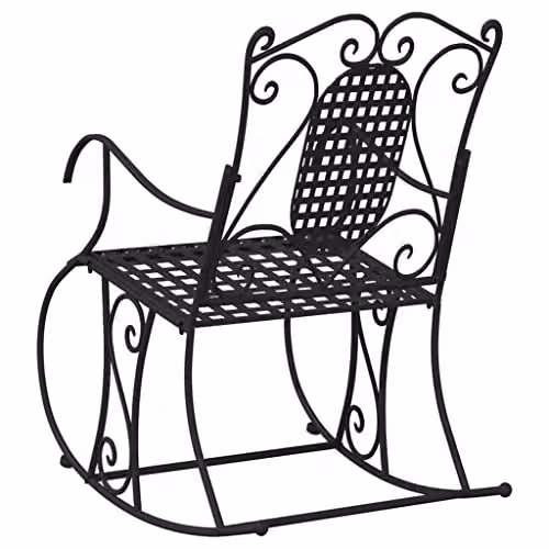 vidaXL Black Metal Rocking Bench for Garden, W: 84 cm, H: 95 cm, D: 54 cm – 3