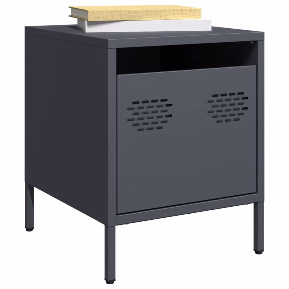 Berkfield Home Set of 2 Anthracite Steel Bedside Cabinets, W/D/H: 35 x 39 x 43.5 cm – 2