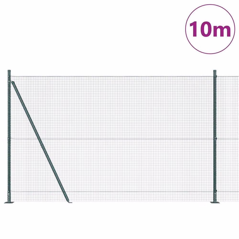 Berkfield Home Green Galvanised Steel Round Mesh Fence Post Set of 2 – 3