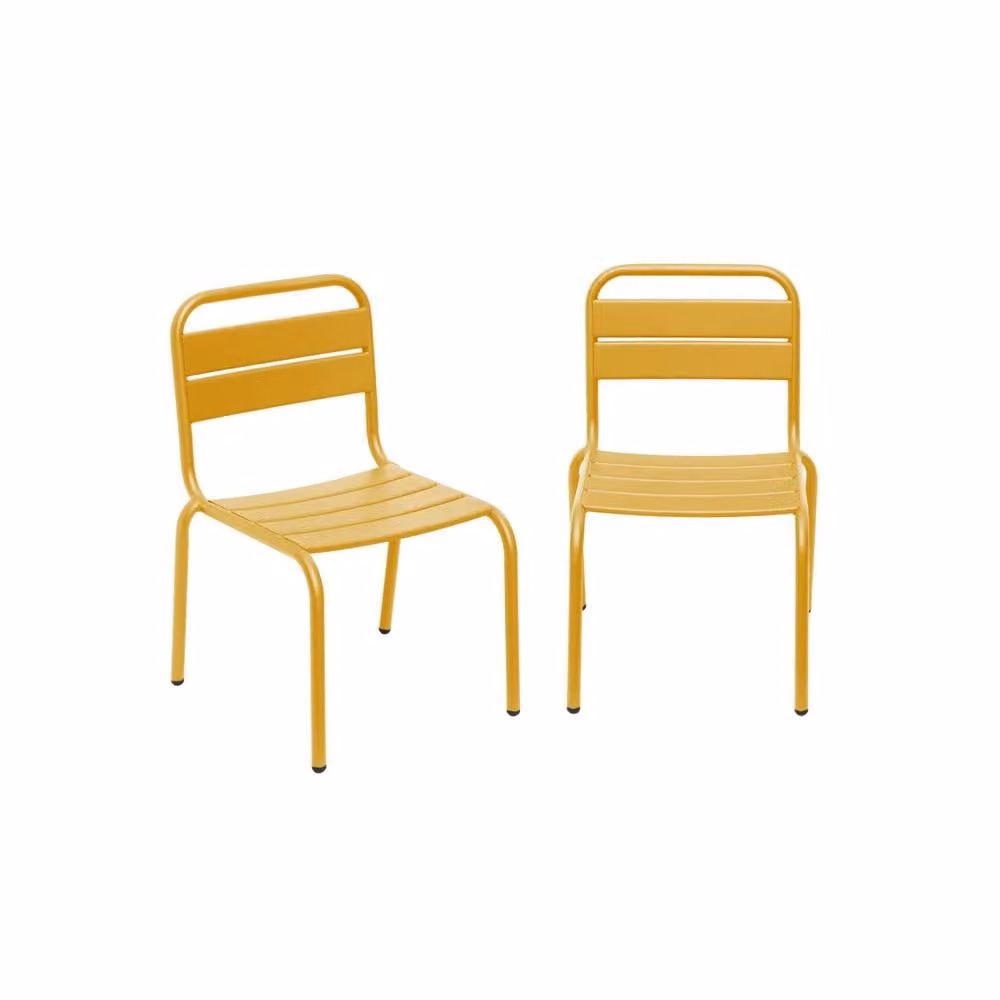 sweeek Pair of Yellow Metal Childrens Chairs – 2