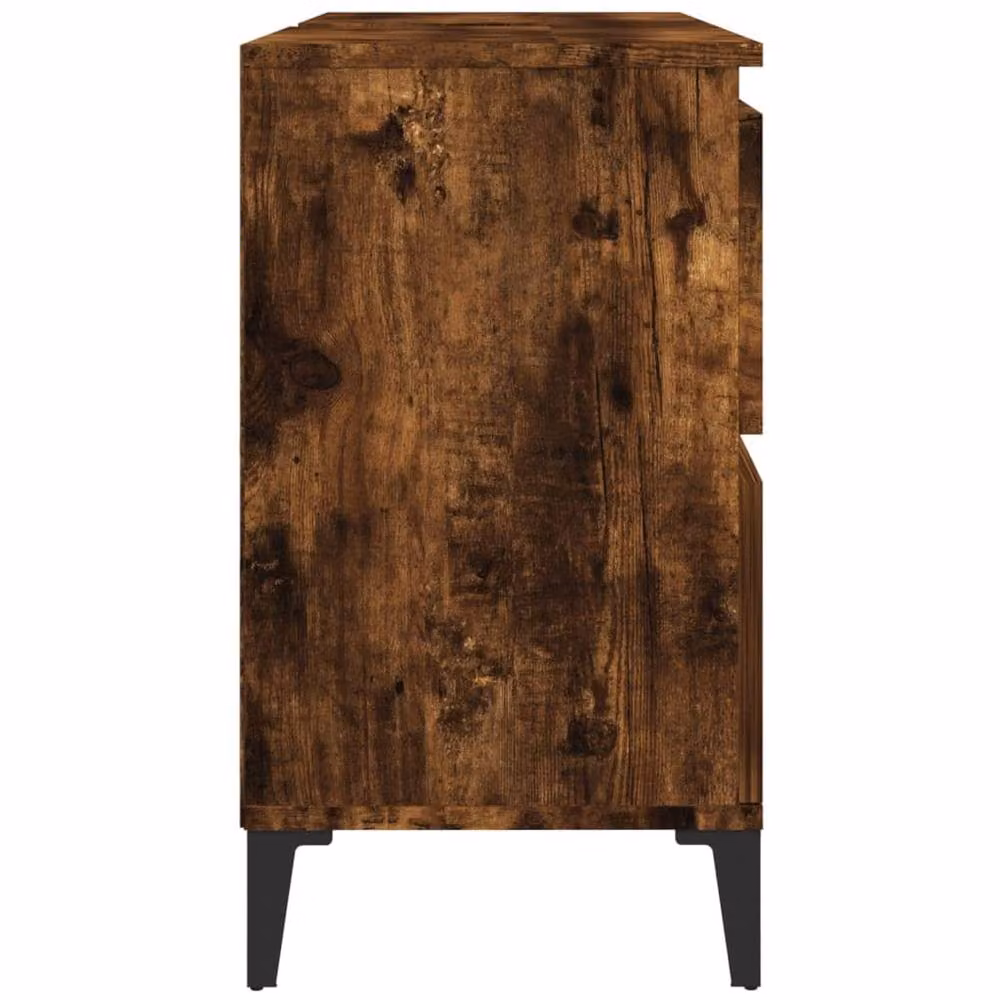 Berkfield Home Smoked Oak Sink Cabinet in Brown, W/D/H: 80 x 33 x 60 cm – 5