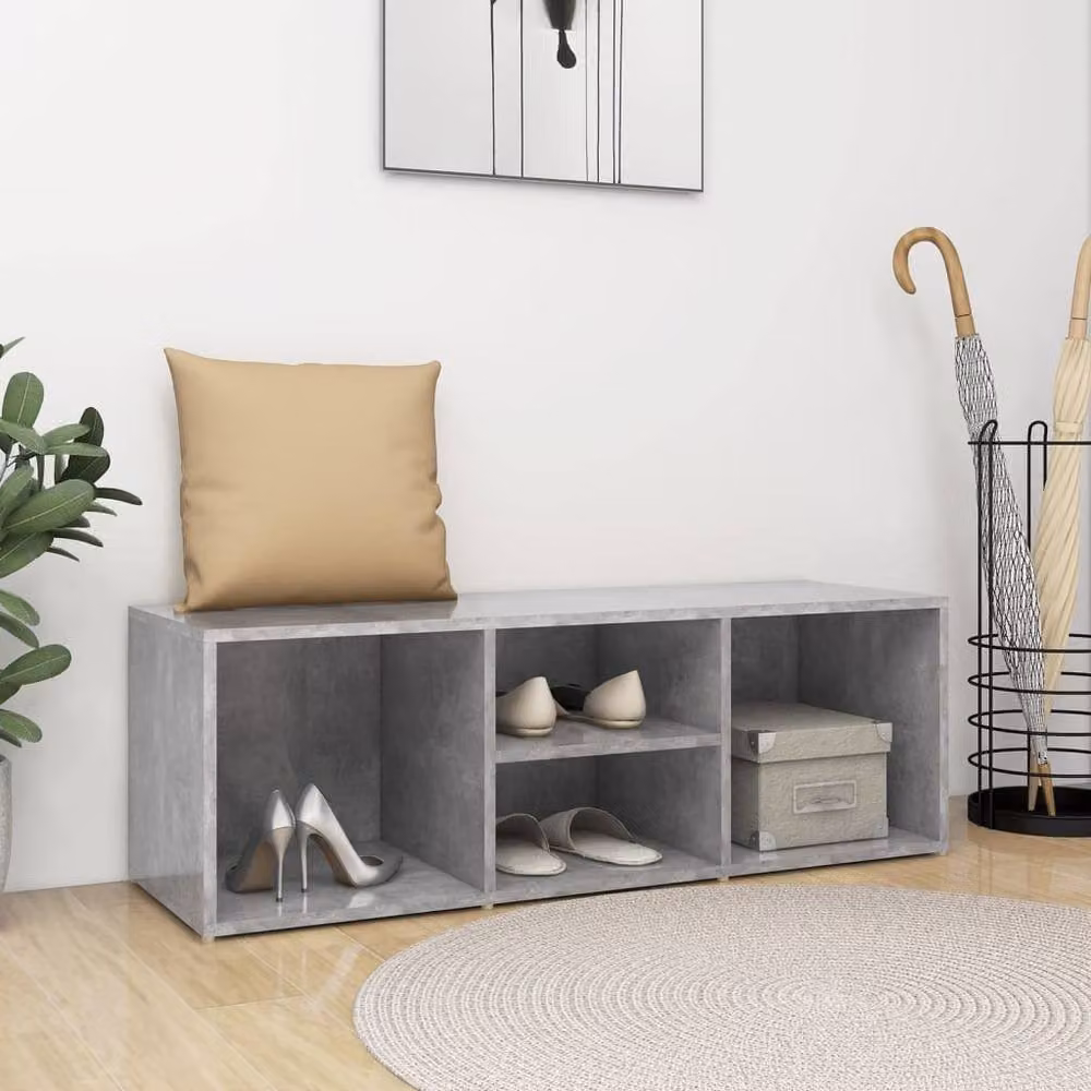 Berkfield Home Shoe Storage Bench in Concrete Grey, W/D/H: 105 x 35 x 35 cm – 2