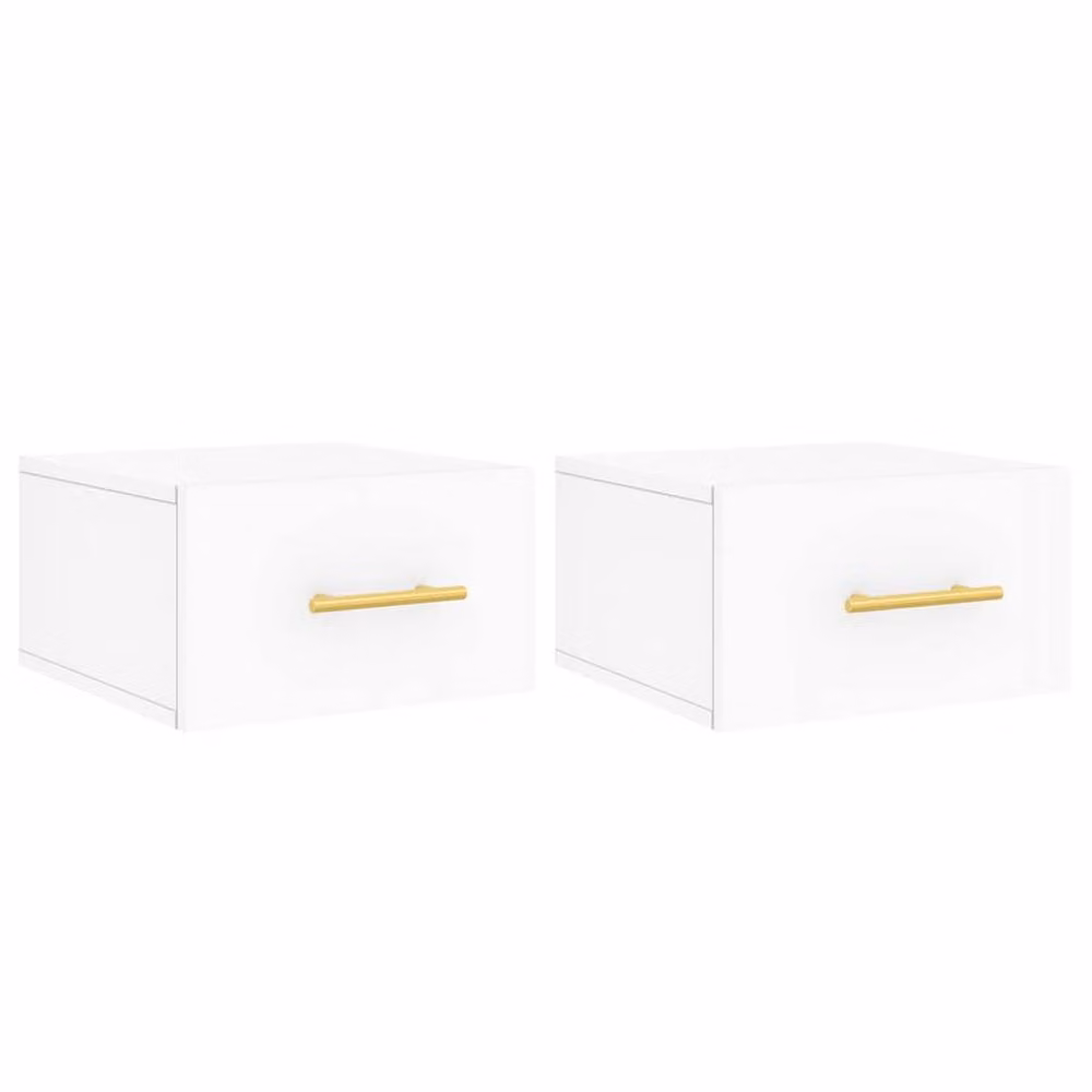 Berkfield Home Wall-mounted Bedside Cabinets, 2 Pack, White, W/D/H: 35 x 35 x 20 cm – 2