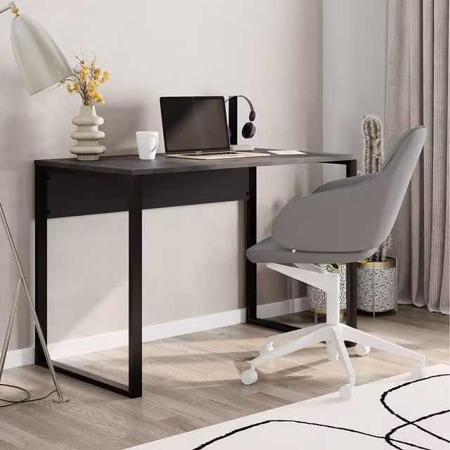 Decortie Modern Rectangular Computer Desk in Matt Black