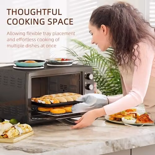 HOMCOM 36L Countertop Toaster Oven with 2 Hot Plates, Grill, Roast, Bake and Timer in Black, W/D/H: 54 x 35.5 x 35.5 cm – 8