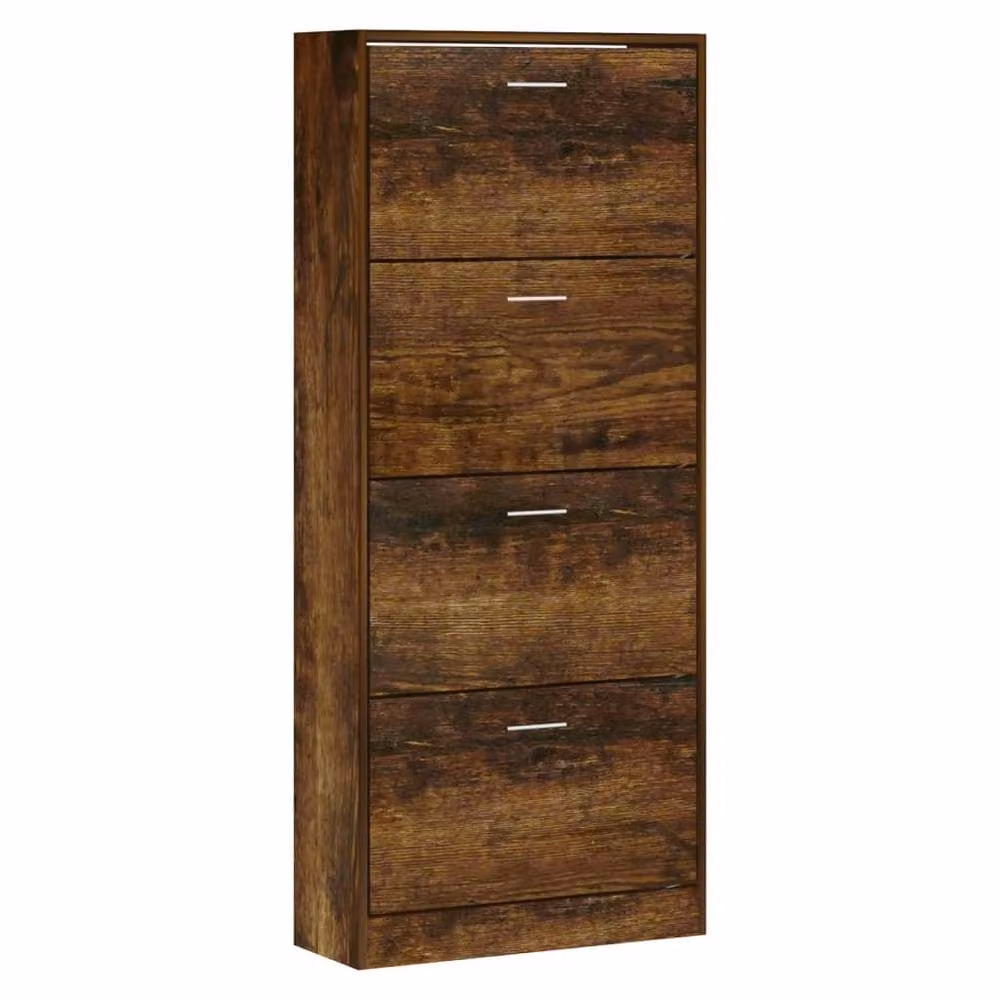 Berkfield Home Smoked Oak Shoe Cabinet in Brown, W/D/H: 63 x 24 x 147 cm – 3