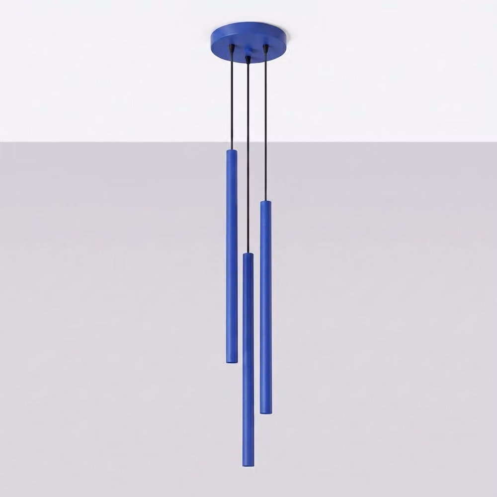 Sollux Lighting Modern Cobalt Blue Pendant Lamp with 3 Lights, W/D/H: 115 x 19.5 x 19.5 cm – 2