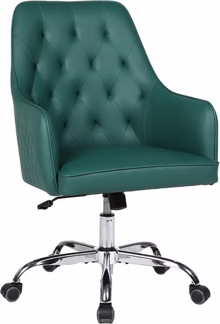 Furniture One Green Synthetic Leather Swivel Task Chair for Home Office