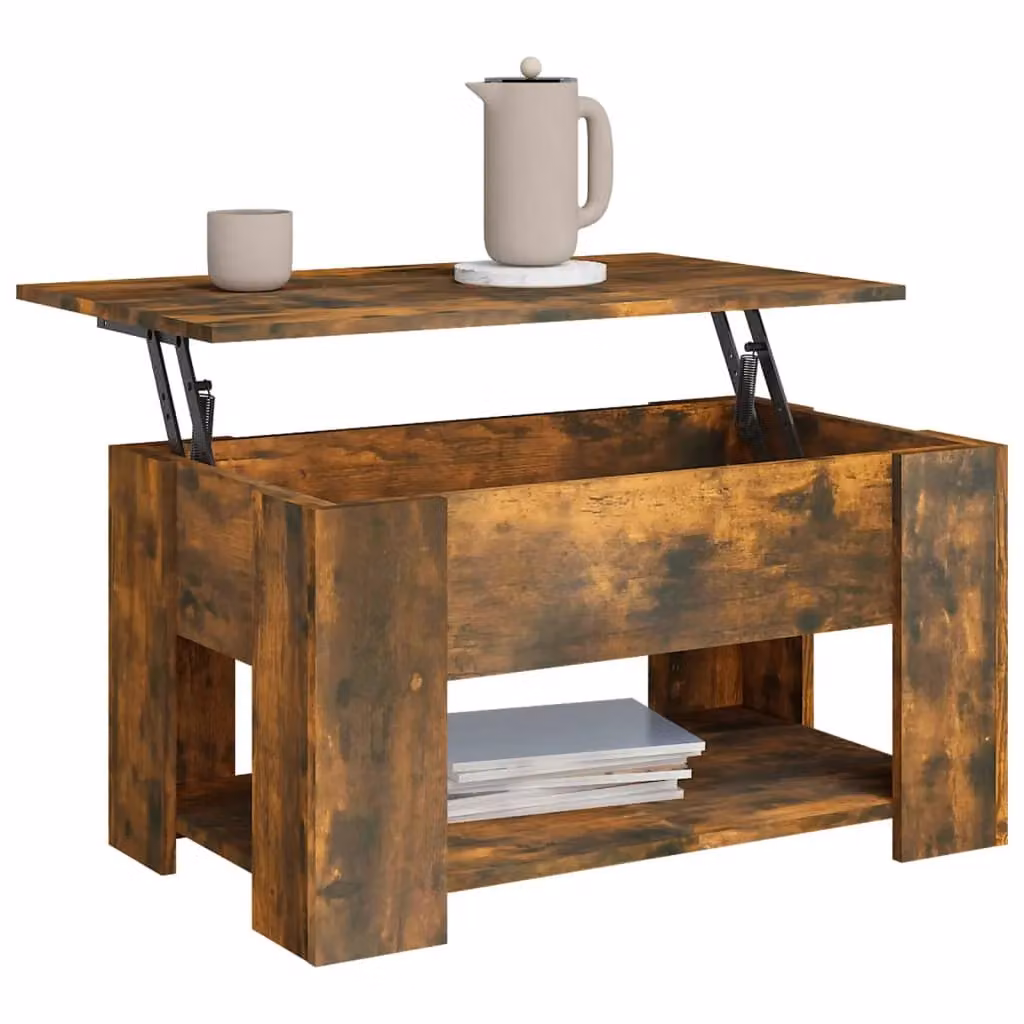Berkfield Home Modern Smoked Oak Coffee Table in Brown, W: 79 cm, D: 49 cm, H: 41 cm – 3