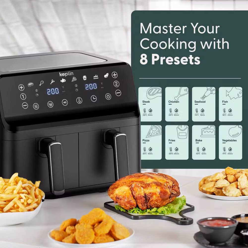 Keplin 9L Dual Zone Air Fryer with 8-in-1 Functions and Digital Display, Black – 5