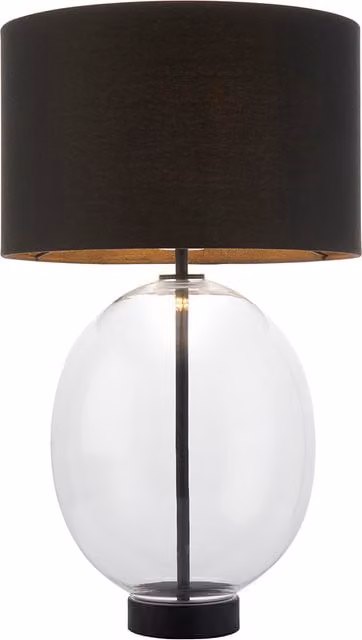 Perch & Parrow Cleo Oval Table Lamp in Matt Black with Fabric Shade