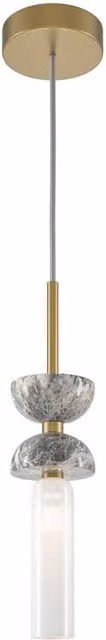 Netlighting Kyoto Modern Slim Pendant Ceiling Light in Gold and Grey with White Shade, G9