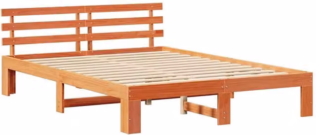 Berkfield Home Solid Pine Wood Bed Frame, Wax Brown, W/D/H: 150 x 200 cm