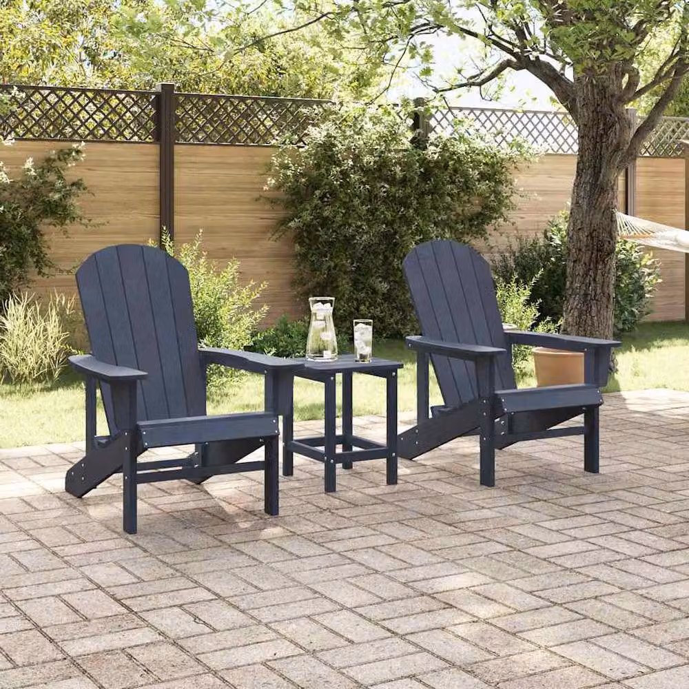 Berkfield Home Modern 3 Piece Garden Lounge Set in Navy Blue HDPE – 4