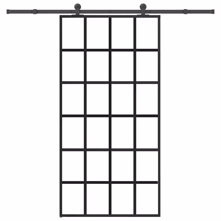 Berkfield Home Sliding Door with Hardware Set, Black ESG Glass and Aluminium, W: 102 cm, H: 205 cm