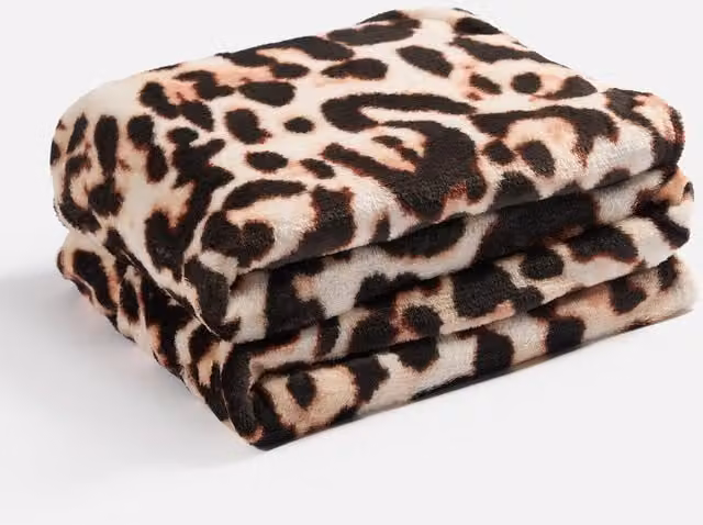 OHS Brown Leopard Print Animal Throw