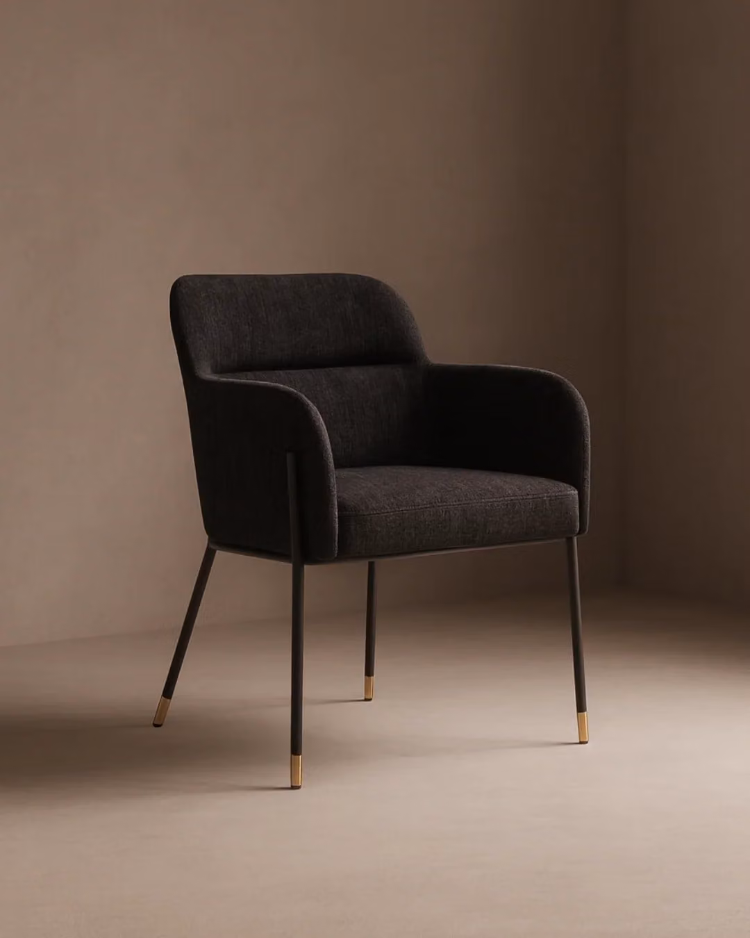 Tommy Franks Modern Black Fabric and Metal Dining Chair