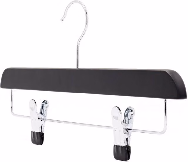 PAWNORA Black Skirt Hangers with Clips and Bar, W/D/H: 35 x 30 x 35 cm – 1