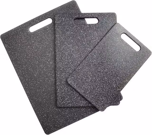 Nordara 3 Piece Black Rectangular Chopping Board Set and Kitchen Worktop Protector