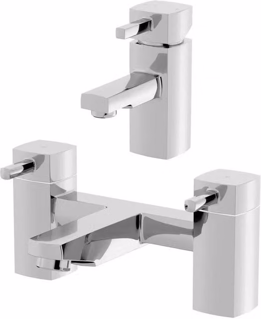 KORVIXA Single Lever Basin Mixer Tap in Chrome Silver, W: 1000 cm, H: 52 cm