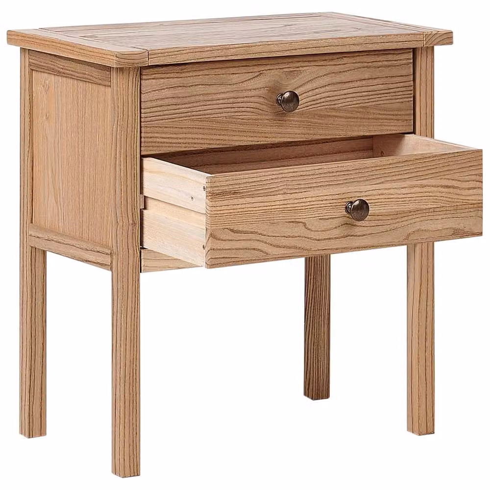 Wyld and Coco Sassafras 2-Drawer Bedside Table in Rustic Brown Wood – 3