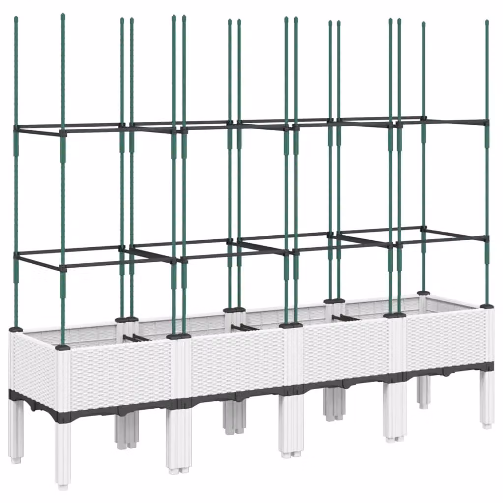 Berkfield Home Garden Planter with Trellis in White, W: 160 cm, D: 40 cm, H: 142.5 cm – 2