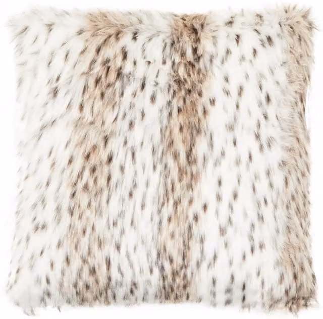 Orsina Lamina Animal Print Square Faux Fur Cushion with Feather Filler in White and Multicolour, W/D/H: 45 x 45 x 45 cm