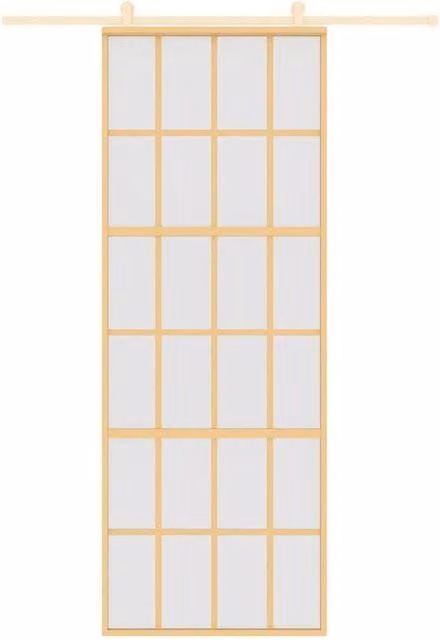 Berkfield Home Gold Sliding Door with Frosted ESG Glass and Aluminium, W: 76 cm, H: 205 cm