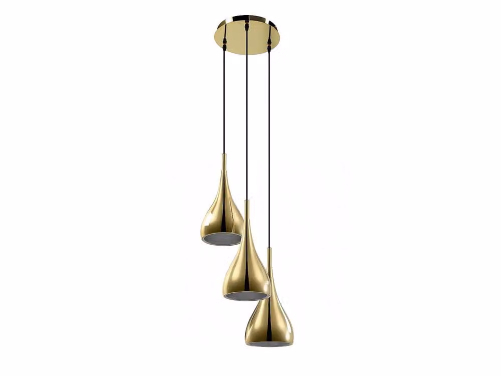 Vente-unique Osara 3-Shade Pendant Light in Gold Metal, W: 14 cm, H: 138 cm – 2