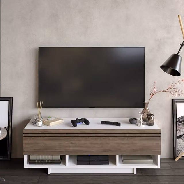 Decorotika Celes Modern TV Unit in White and Brown
