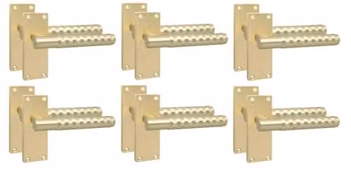 Golden Grace Knurled Hex T-Bar Interior Door Handle Set in Satin Brass, 6 Pairs