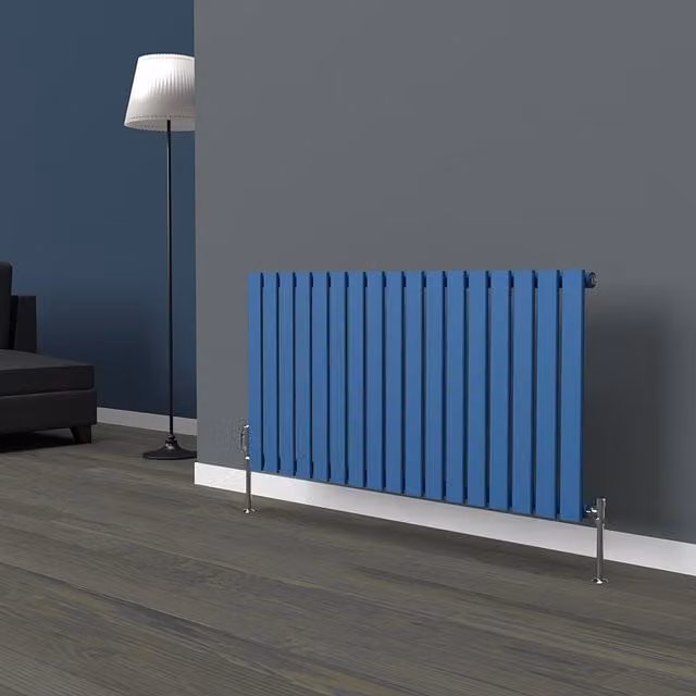 Lux Heat Flat Horizontal Single Coloured Radiator in Galaxy Blue, W: 119 cm, H: 60 cm