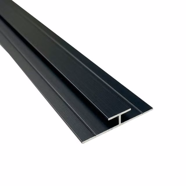 Wetwall Matt Black Alloy Bathroom Panel H Trim, 4mm Thickness, Length: 2440mm