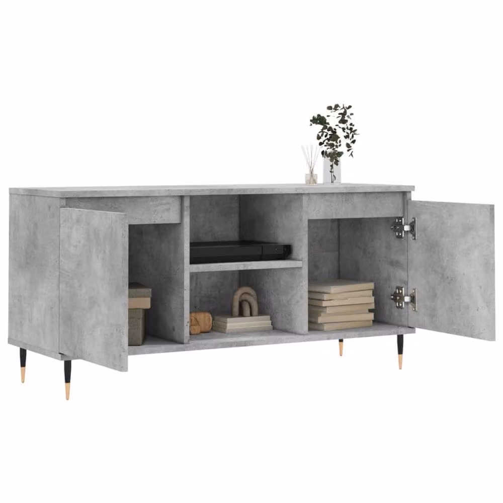 Berkfield Home Modern TV Cabinet in Concrete Grey, W/D/H: 104 x 35 x 50 cm – 3