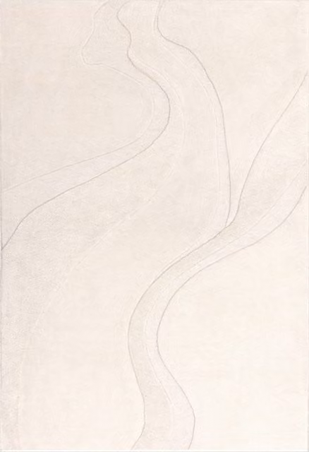 Asiatic Olsen Abstract Modern Hand-Tufted Wool Rug in Ivory and Beige