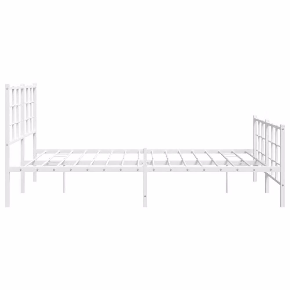 Berkfield Home Metal Bed Frame with Footboard in White, W/D/H: 150 x 200 cm – 3